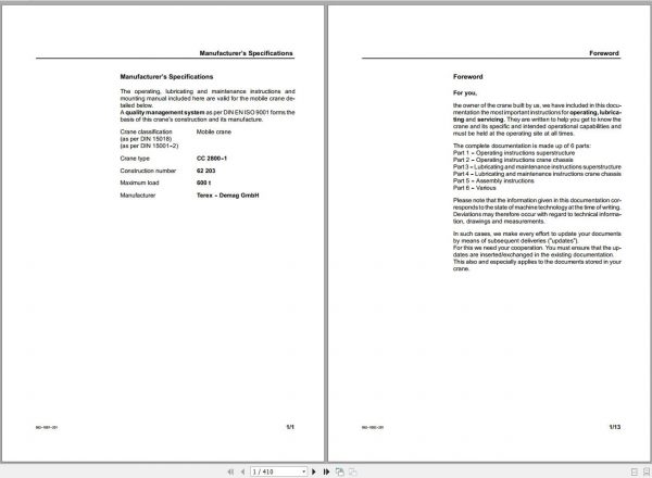 Terex Demag Crawler Crane CC2800 1 600T Operator Manual 1