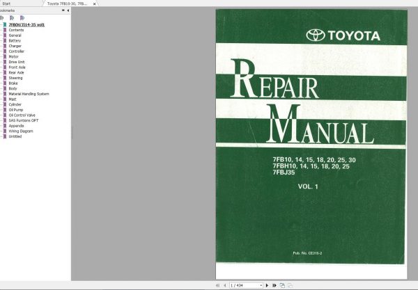 Toyota Forklift 7FB10 30 7FBH10 25 7FBJ35 Repair Manual 1