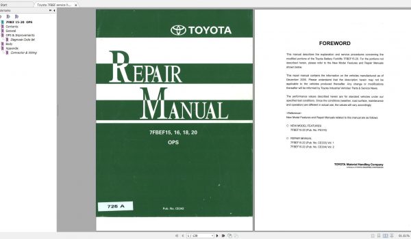 Toyota Forklift 7FBEF15 7FBEF16 7FBEF18 7FBEF20 Repair Manual EN 4