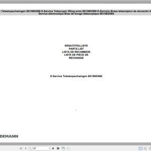 Weidemann E Service Telescopic Lifting Arms 981 985 986 Spare Part List 1