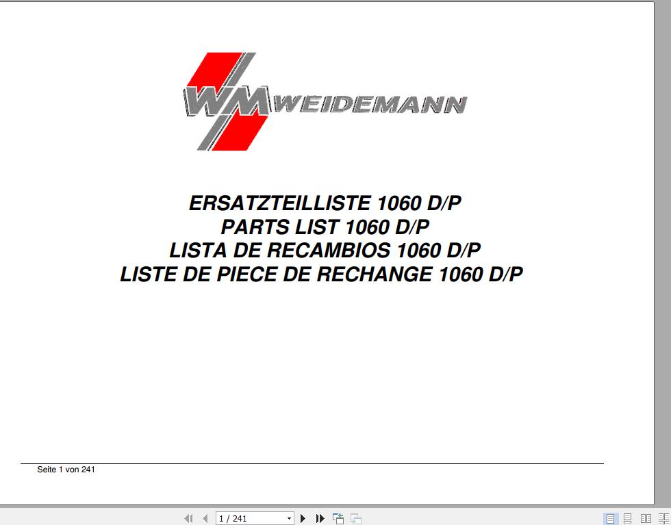 Weidemann Mini Excavator 1060 DP Spare Part List 1