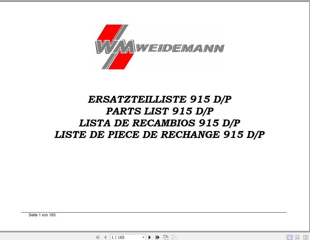Weidemann Skid Steer 915 DP Spare Part List 1