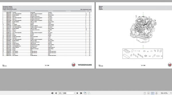 Weidemann Telehandler T4512CC35 4512 1.0 T2 1000278491 Spare Parts List ENITES 2