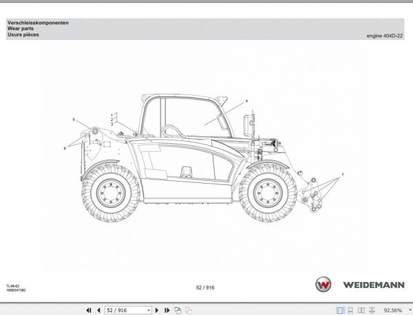 Weidemann Telehandler T5522 StageV TL48 02 Spare Parts List ENDEFR 2