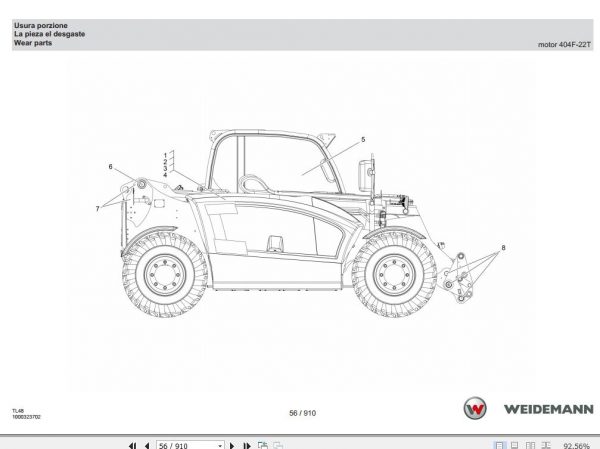 Weidemann Telehandler T5522 TL48 1.0 Spare Parts List ENITES 2