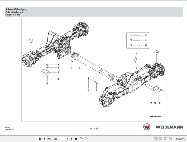 Weidemann Telehandler T6025 407 01 2.3 Spare Parts List ENDEFR 3