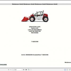 Weidemann Telescopic Handler T5625 CX80 Spare Part List 1