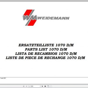 Weidemann Wheel Loader 1070 DM Spare Part List 1