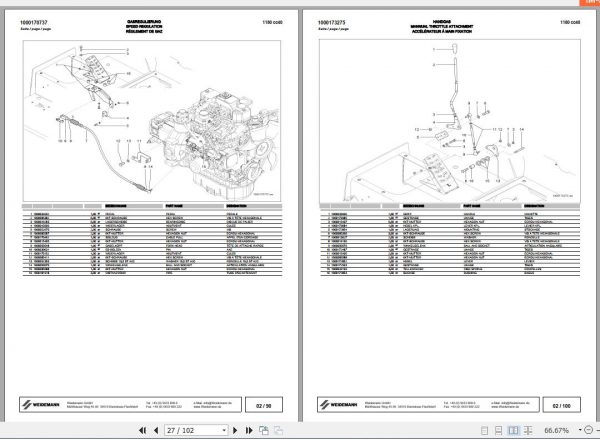 Weidemann Wheel Loader 1180 CC40 Spare Part List 2