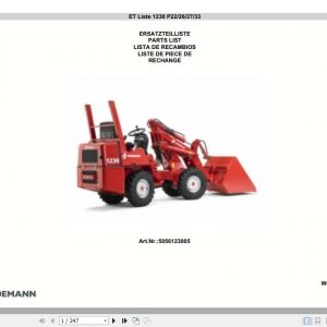 Weidemann Wheel Loader 1230 P22 26 27 33 Spare Part List 1