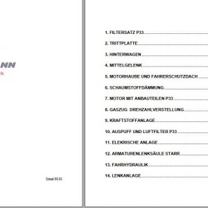 Weidemann Wheel Loader 1230 Spare Part List DE 1