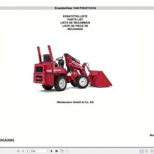 Weidemann Wheel Loader 1240 P26 27 33 34 Spare Part List 1