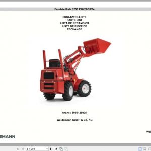 Weidemann Wheel Loader 1250 P26 27 33 34 Spare Part List 1