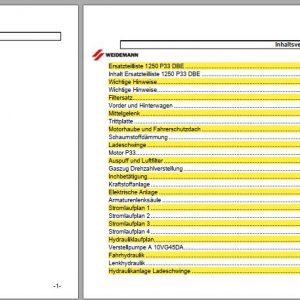 Weidemann Wheel Loader 1250 P33 DBE Spare Part List 1