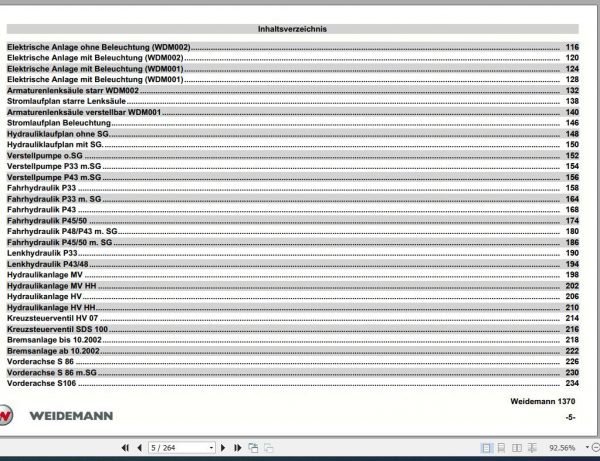 Weidemann Wheel Loader 1370 P33 43 45 48 50 Spare Part List 2