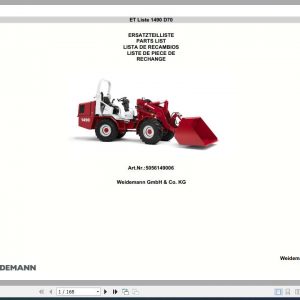 Weidemann Wheel Loader 1490 D70 Spare Parts Catalog Weidemann Wheel Loader 1490 D70 Spare Parts Catalog 1