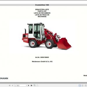 Weidemann Wheel Loader 1506 Spare Part List 1