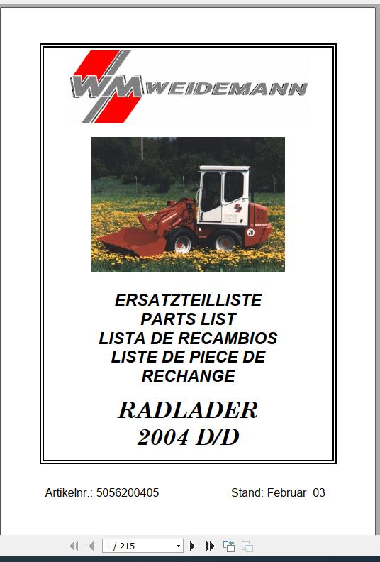 Weidemann Wheel Loader 2004 DD Spare Part List 1