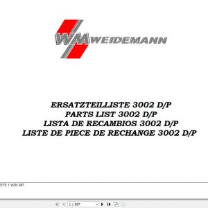 Weidemann Wheel Loader 3002 Dp Spare Part List 1
