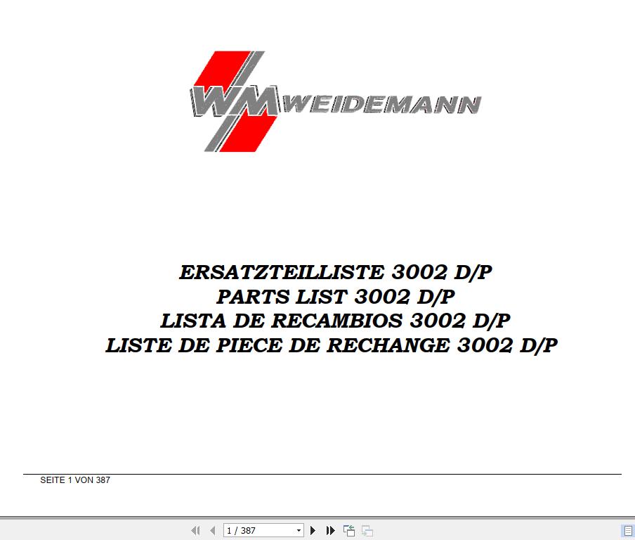 Weidemann Wheel Loader 3002 DP Spare Part List 1