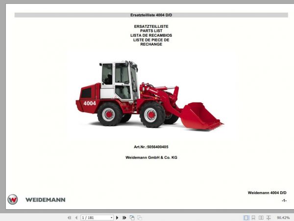 Weidemann Wheel Loader 4004 DD Spare Part List 1