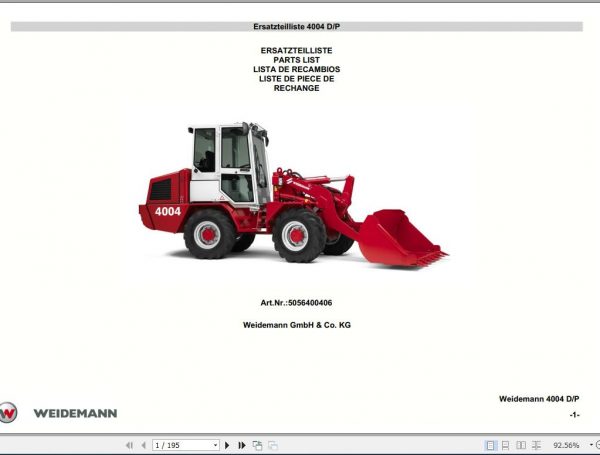 Weidemann Wheel Loader 4004 DP Spare Part List1