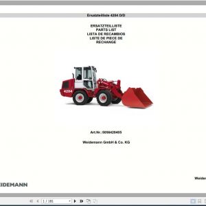 Weidemann Wheel Loader 4204 Dd Spare Part List 1