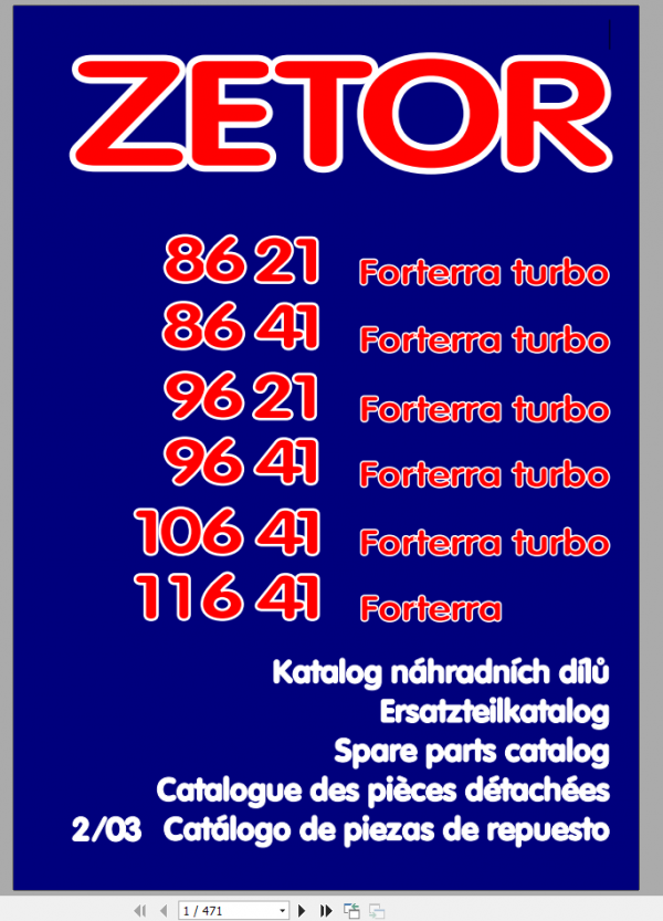 Zetor Tractor Update 2021 Operators Repair Training Manual Spare Part Catalog English CD 1