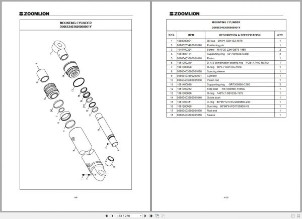 Zoomlion Crawler Crane QUY260CR F32Y Parts Manual EN 3