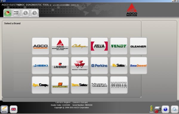 AGCO EDT Electronic Diagnostic Tool V1.101.21103.808 Updated 2021.3 Release 06.2021 Diagnostic Software 1