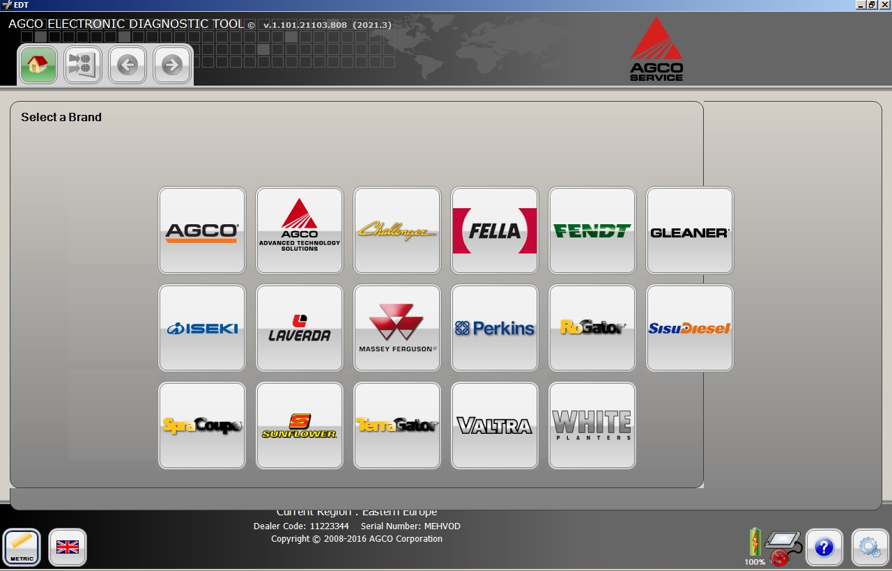 AGCO EDT Electronic Diagnostic Tool V1.101.21103.808 Updated 2021.3 Release 06.2021 Diagnostic Software 1