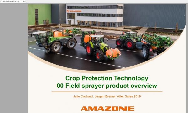 Amazone UX 5201 Super Field Sprayer Service Training PFS S2 UX01 GB 1