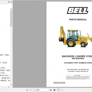 BELL 315SG Backhoe Loader Parts Manual 874800 1 1