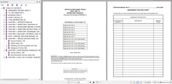 BELL B25D B30D B35D B40D B45D B50D MK7.2 ADT Operators Manual 872358 rev A 1