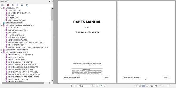 BELL B25D Mk 6.1 Articulated Dump Truck Parts Manual 872262 1