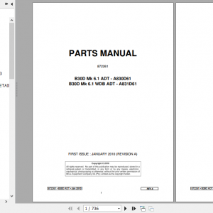 BELL B30D Mk 6.1 ADT B30D MK 6.1 WDB Articulated Dump Truck Parts Manual 872261 1