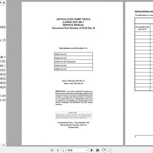 BELL B35D B40D B45D B50D ADT Large ADT Mk7 Service Manual 872330 Rev B 1