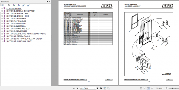 BELL B35D B40D MK 7 Articulated Dump Truck Parts Manual 872310 3