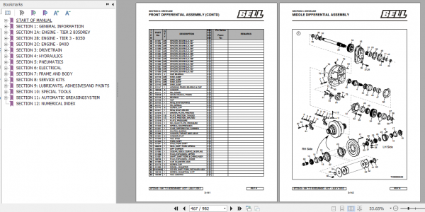 BELL B35D B40D MK7.2 Articulated Dump Truck Parts Manual 872343 3