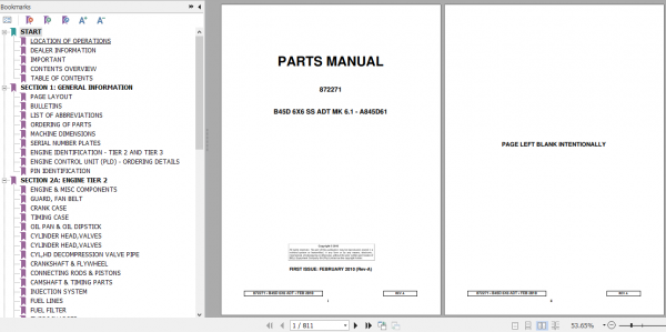 BELL B45D 6X6 SS MK 6.1 Articulated Dump Truck Parts Manual 872271 1