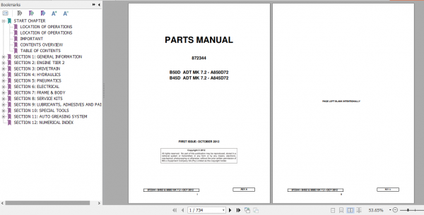 BELL B45D B50D MK7.2 Articulated Dump Truck Parts Manual 872244 1