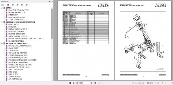 BELL B50D 6X6 SS Mk VI Articulated Dump Truck Parts Manual 872241 3