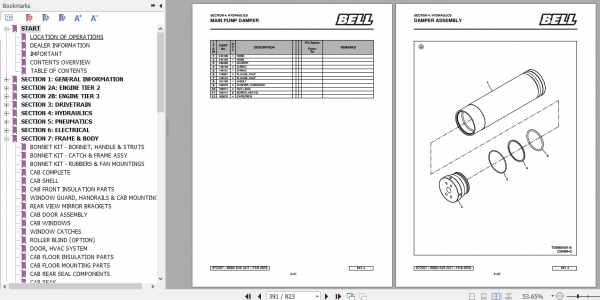 BELL B50D Mk 6.1 Articulated Dump Truck Parts Manual 872267 3