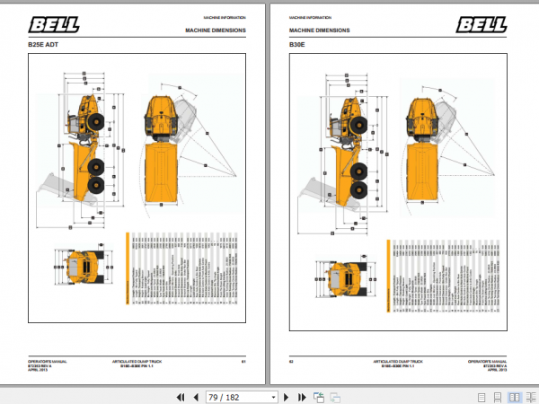 BELL E SERIES B18E B30E Articulated Dump Truck Operators Manual 872353 REV A 1