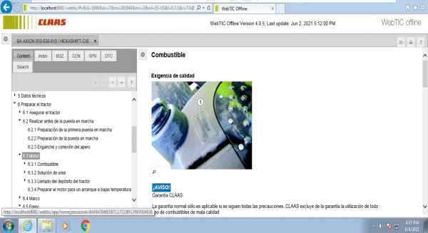 CLAAS WebTIC Offline ES US 06.2021 Operator Manual Repair Manual Service Documentation DVD 3
