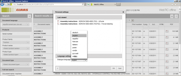 CLAAS WebTIC Offline Espanol ES 06.2021 Operator Manual Repair Manual Service Documentation DVD 4