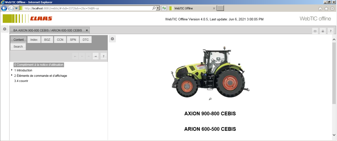 CLAAS WebTIC Offline FR ES 06.2021 Operator Manual Repair Manual Service Documentation DVD 6