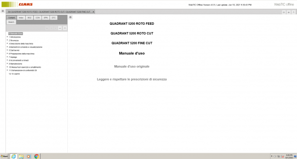 CLAAS WebTIC Offline Italian Language 06.2021 Operator Manual Repair Manual Service Documentation DVD 10