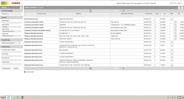 CLAAS WebTIC Offline Italian Language 06.2021 Operator Manual Repair Manual Service Documentation DVD 4