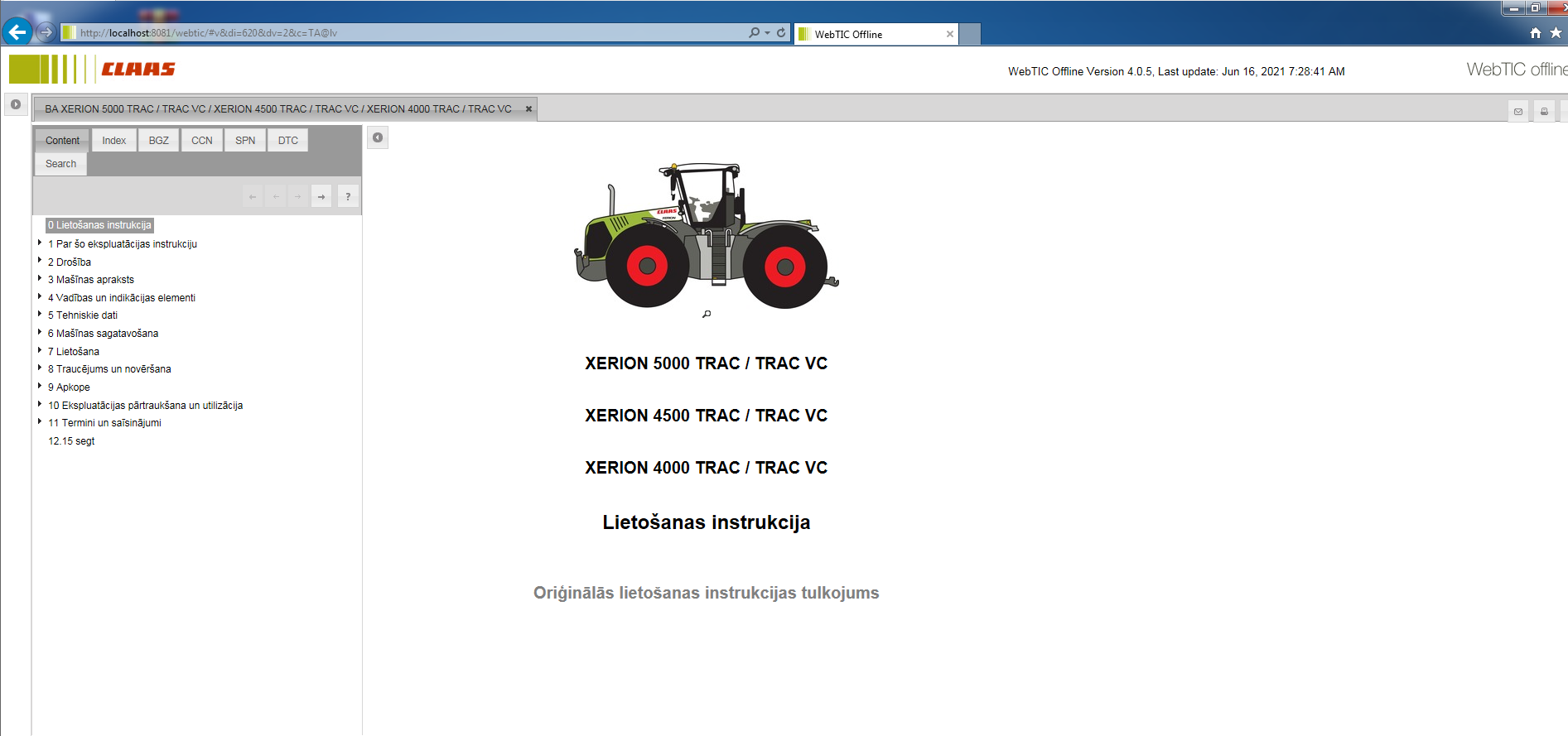 CLAAS WebTIC Offline Latvian Language 06.2021 Operator Repair Manual Service Documentation DVD 6